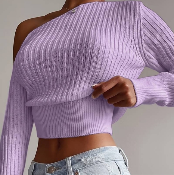 Medium Ribbed Off-Shoulder Sweater - Picture 7 of 7